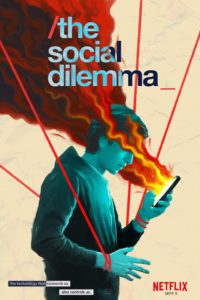Uno de los posters de "The Social Dilemma", con el eslogan: "La tecnología que nos une es también la que nos controla". Netflix