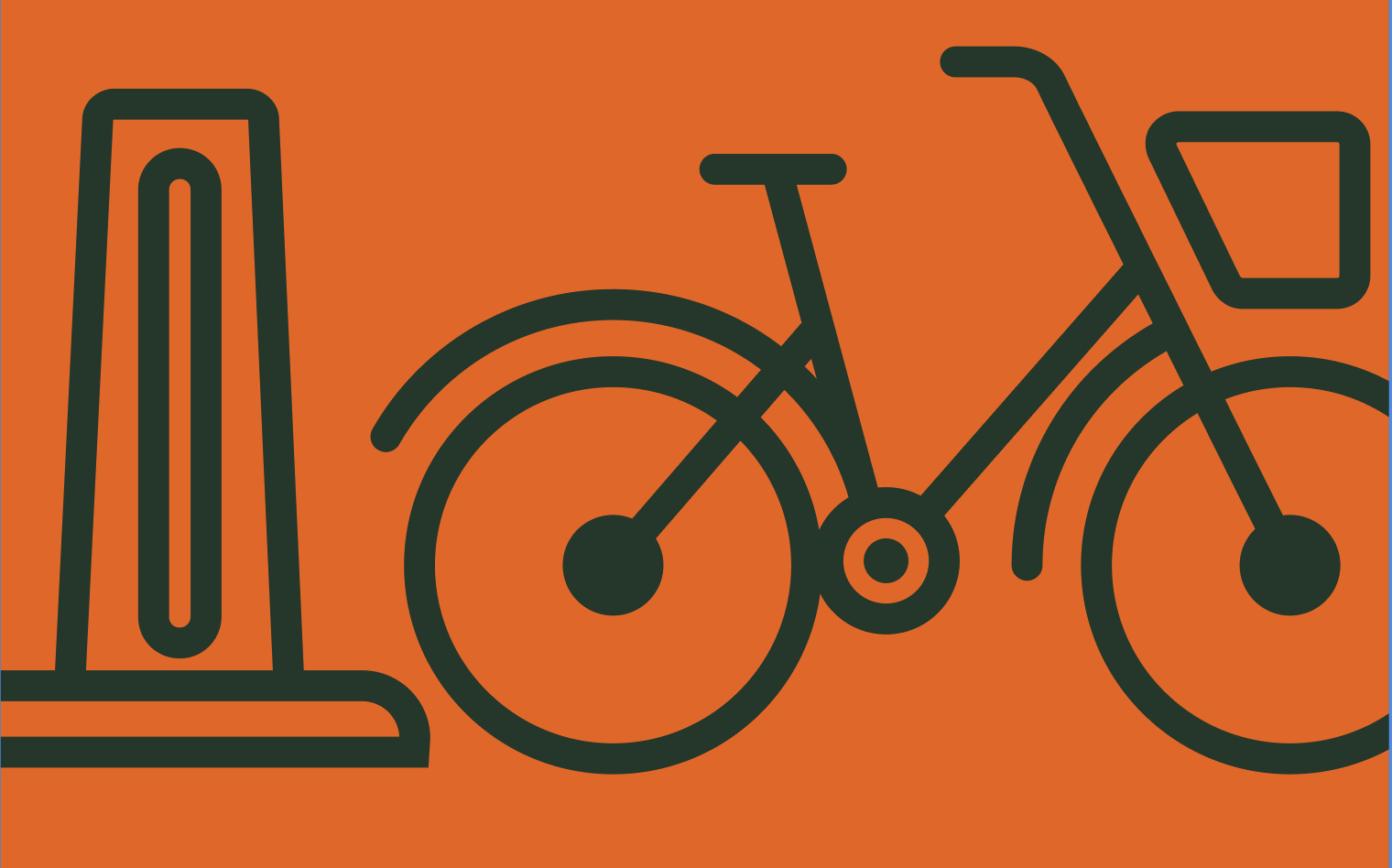 Ilustración de bicicleta y estación de aparcamiento